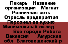 Пекарь › Название организации ­ Магнит, Розничная сеть › Отрасль предприятия ­ Персонал на кухню › Минимальный оклад ­ 30 000 - Все города Работа » Вакансии   . Амурская обл.,Благовещенский р-н